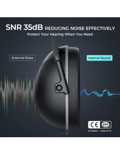 Auriculares de Protección Auditiva NRR 32dB - Negro - Ligeros 2