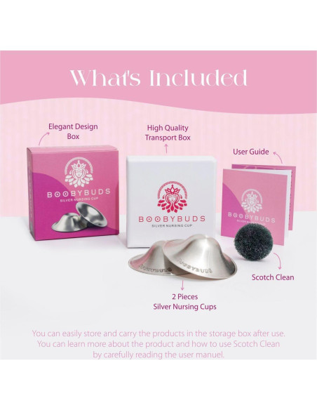 Copas de Lactancia BoobyBuds Plata 999 - Protectores de Pezón