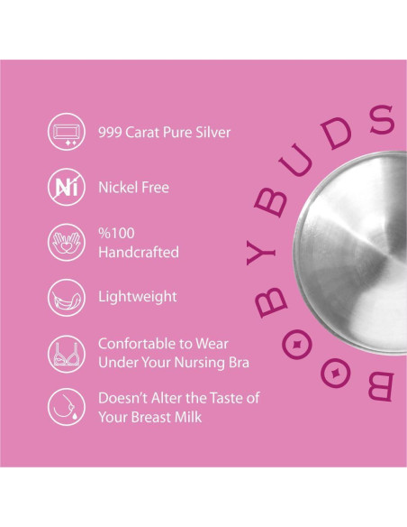 Copas de Lactancia BoobyBuds Plata 999 - Protectores de Pezón
