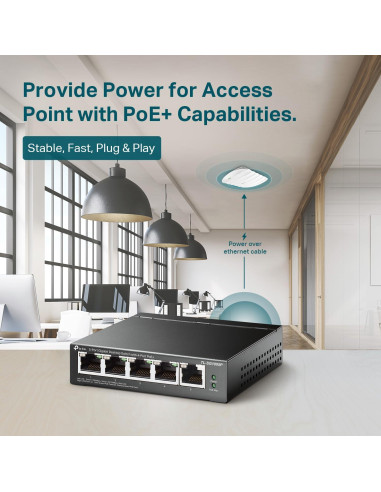 Interruptor PoE Gigabit TP-Link TL-SG1005P 5 Puertos 65W