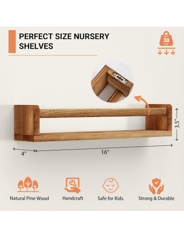 Estanterías Flotantes Heimlove 16" (40.64 cm) Juego de 2 Madera