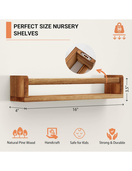 Estanterías Flotantes Heimlove 16" (40.64 cm) Juego de 2 Madera