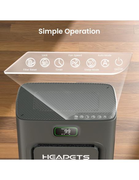 Purificador de Aire HEAPETS P358 para Mascotas hasta 185,8 m