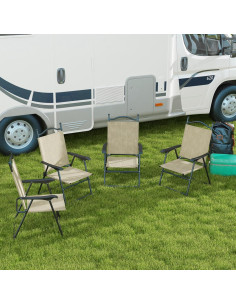 Juego de 4 Sillas Plegables Outsunny para Jardín Beige 2