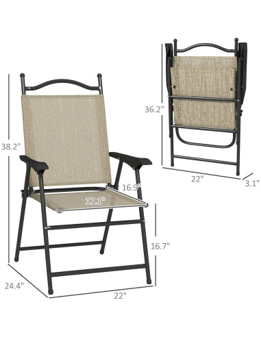 Juego de 4 Sillas Plegables Outsunny para Jardín Beige