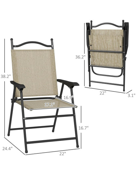 Juego de 4 Sillas Plegables Outsunny para Jardín Beige