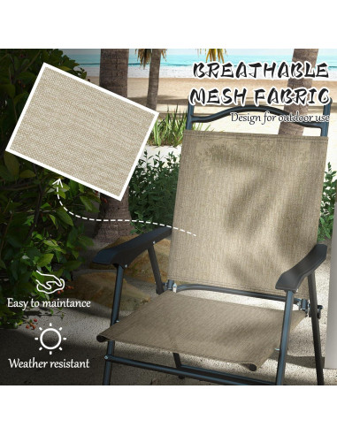 Juego de 4 Sillas Plegables Outsunny para Jardín Beige