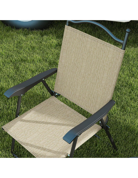Juego de 4 Sillas Plegables Outsunny para Jardín Beige