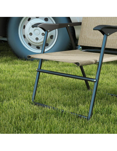 Juego de 4 Sillas Plegables Outsunny para Jardín Beige