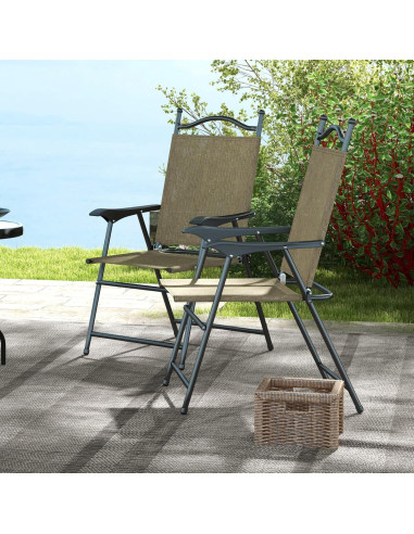 Juego de 4 Sillas Plegables Outsunny para Jardín Beige