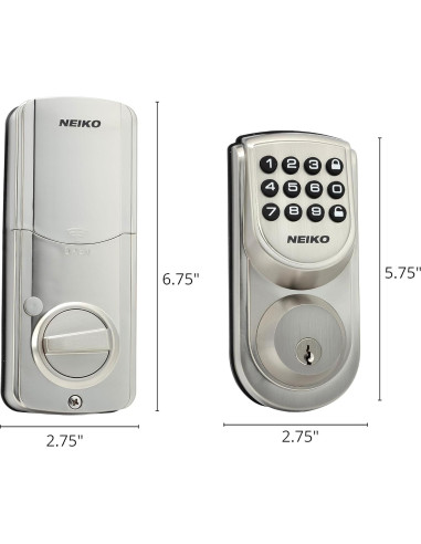 Cerradura Electrónica Sin Llave Neiko 52909A, Plata, 1.13kg