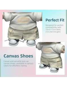 Zapatos para muñecas 17cm QIXINGWISE - Lona Negra, 1 par 2