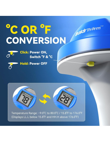 Termómetro Flotante Solar BaldrTherm E0579T-OUT para Piscinas