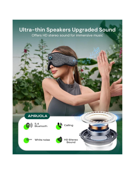 Máscara de Sueño Bluetooth ANRUOLA 3D Gris Oscuro