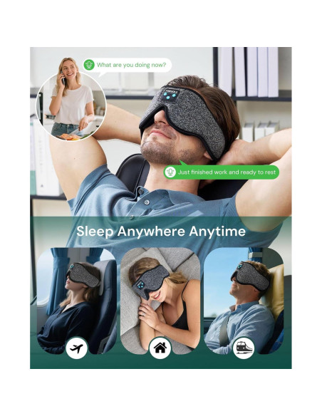 Máscara de Sueño Bluetooth ANRUOLA 3D Gris Oscuro