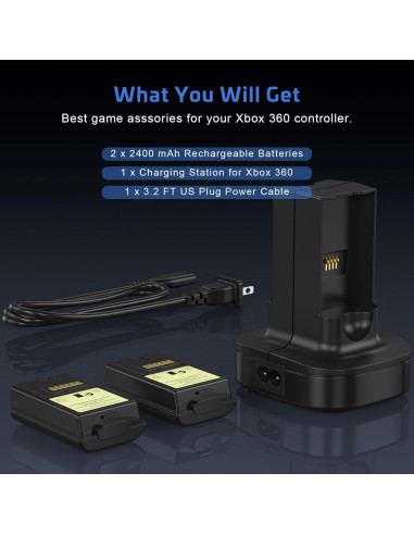 Batería Recargable Dual KEKUCULL para Controlador Xbox 360