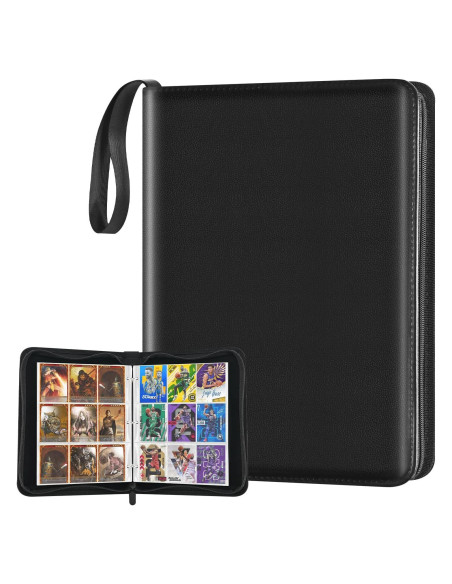 Carpeta de Cartas XRUNMIX 900 Bolsillos Negra con Cierre