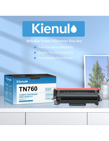 Cartucho de Tóner Kienul TN760 Negro Alto Rendimiento 2-Pack