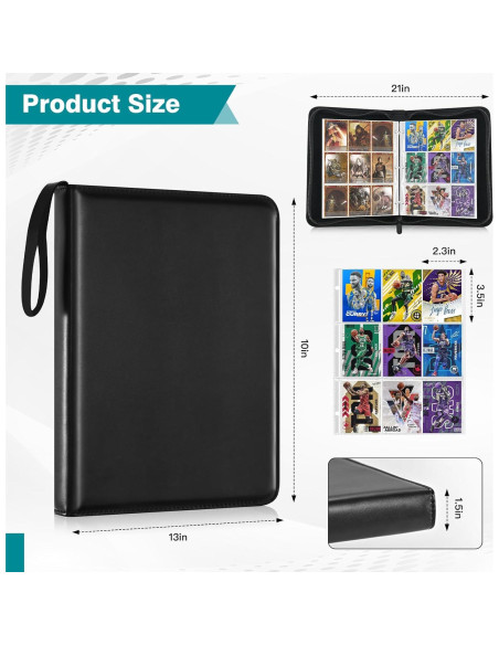 Carpeta de Cartas XRUNMIX 900 Bolsillos Negra con Cierre