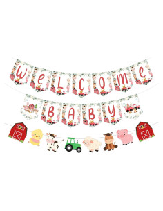 Banner Baby Shower Animales de Granja Cheereveal Rojo y Azul