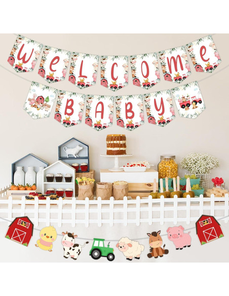 Banner Baby Shower Animales de Granja Cheereveal Rojo y Azul Banner Baby Shower Animales de Granja Cheereveal Rojo y Azul