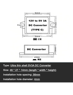 Paquete de 2 Convertidores DC a 5V 3A Tipo-C VanFeb 2