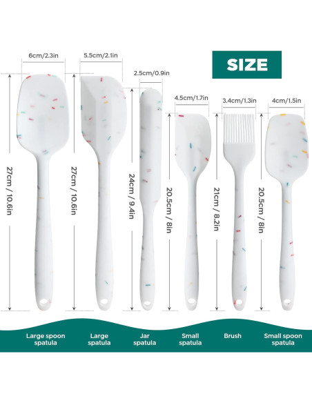 Juego de Espátulas de Silicona 6 Piezas YuLohass Blanco Juego de Espátulas de Silicona 6 Piezas YuLohass Blanco