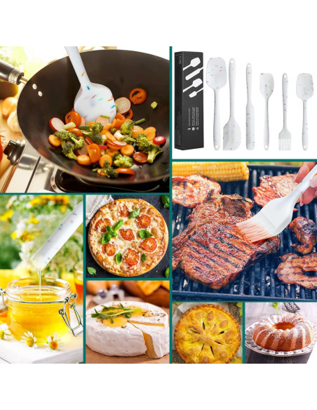 Juego de Espátulas de Silicona 6 Piezas YuLohass Blanco Juego de Espátulas de Silicona 6 Piezas YuLohass Blanco