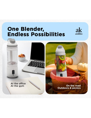 Licuadora Portátil AK ANKLAS 700ml USB 6 Cuchillas Acero Inoxidable