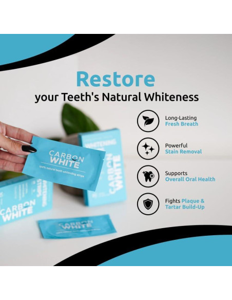 Tiras Blanqueadoras de Dientes Carbon White - 28 Unidades - Sabor Menta