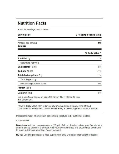 Concentrado de Proteína de Suero de Cabra Swanson 397 g