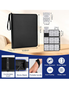 Carpeta de Cartas KuBeiBear 9 Bolsillos Negra 720 Capacidad 2