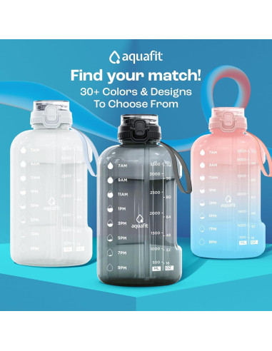 Botella de Agua Deportiva AQUAFIT 1 Galón con Marcador de Tiempo