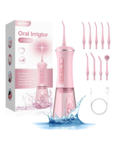 Irrigador Dental Eléctrico Inalámbrico Sejoy C12 350ML 5 Modos Rosa