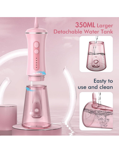 Irrigador Dental Eléctrico Inalámbrico Sejoy C12 350ML 5 Modos Rosa