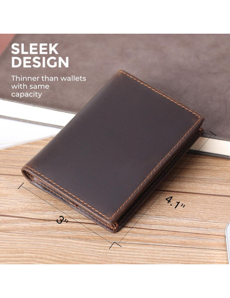 Billetera Bifold Slim de Cuero Texbo con Bloqueo RFID