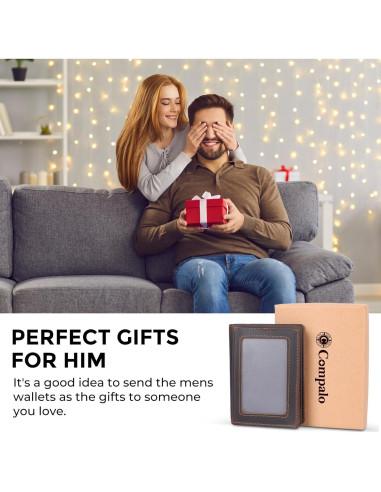 Billetera Bifold Slim de Cuero Texbo con Bloqueo RFID