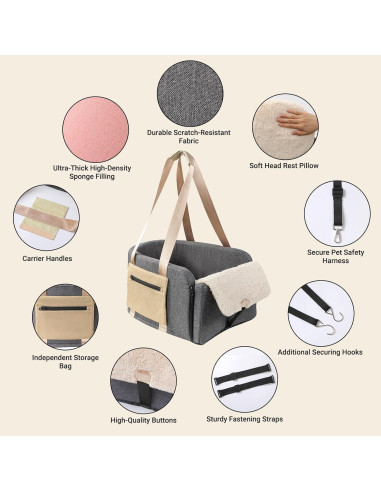 Asiento de Coche para Perros Cathpetic Consola Grande 48x38cm