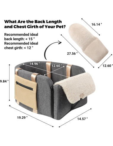 Asiento de Coche para Perros Cathpetic Consola Grande 48x38cm