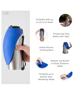 Botella de Agua Portátil Hound2Go 710 ml Acero Inoxidable Azul 2