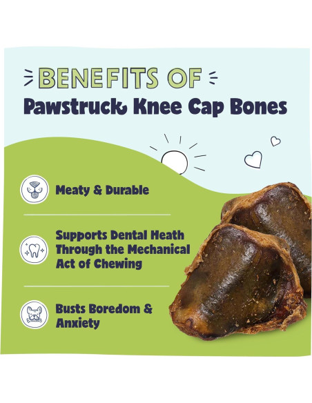 Huesos de Rodilla Naturales Pawstruck para Perros - Sabor a Res, Paquete de 10