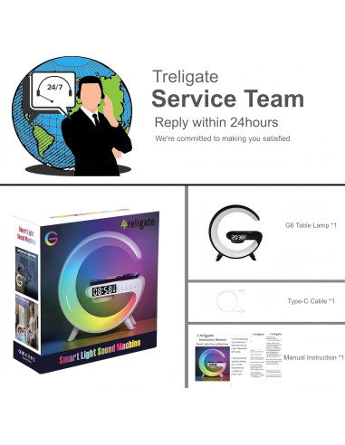 Lámpara de Mesa LED Treligate G6 con Cargador Inalámbrico