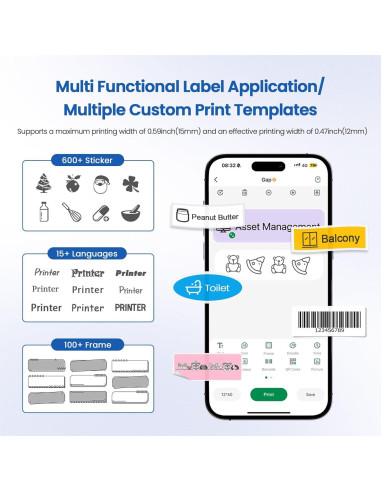 Mini Etiquetadora Bluetooth NULLTONEX Térmica Portátil 1.5cm