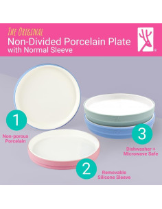 Platos de Porcelana Elk y Amigos 20 cm con Mangas de Silicona 2