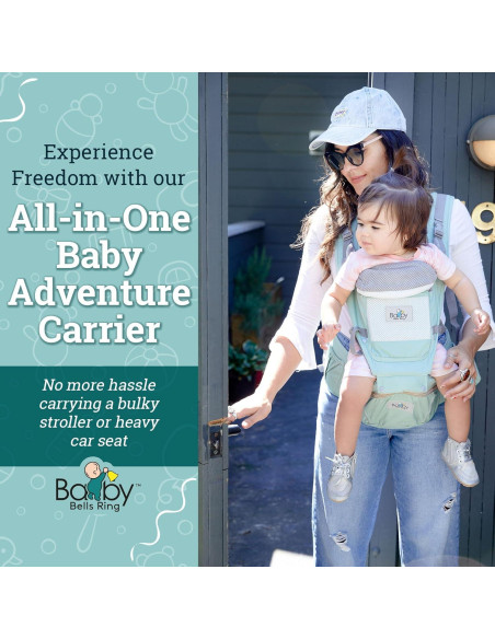 Portabebés ergonómico Baby Bells Ring 6 en 1 con almacenamiento