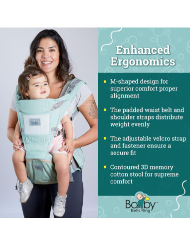 Portabebés ergonómico Baby Bells Ring 6 en 1 con almacenamiento