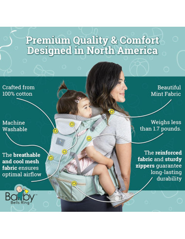 Portabebés ergonómico Baby Bells Ring 6 en 1 con almacenamiento