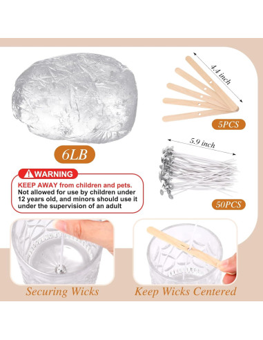 Gel de Cera para Velas MTLEE 2.7 kg + Mechas y Centradores