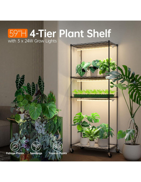 Estante para Plantas Bstrip con Luz de Crecimiento 72W 150cm