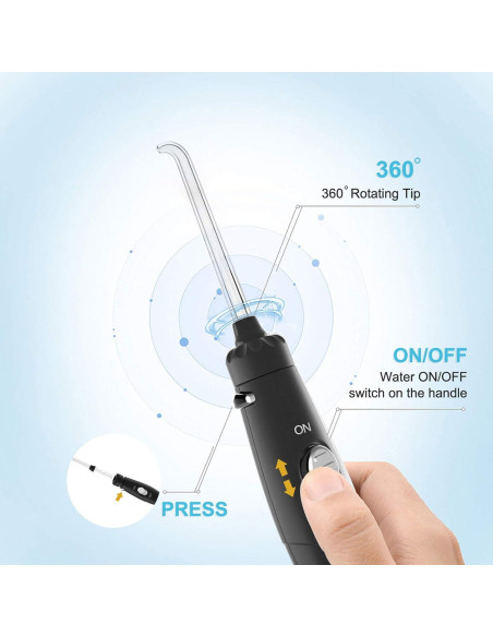 Irrigador Oral TUREWELL 600ML con 10 Presiones Ajustables y 8 Puntas Irrigador Oral TUREWELL 600ML con 10 Presiones Ajustables y 8 Puntas